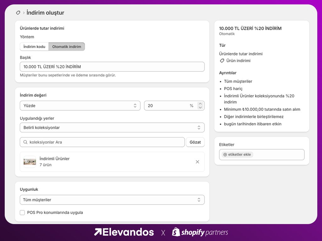 Shopify ile İndirim Oluşturma