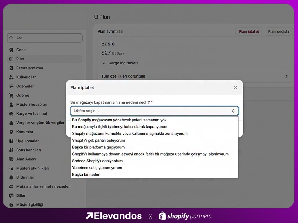 Shopify mağaza silme