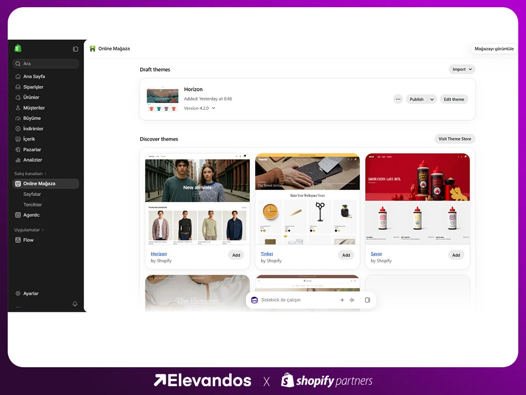 Shopify tema seçimi